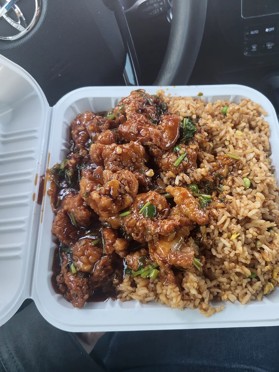 Crispy Honey Ginger Chicken with Vegetable Fried Rice