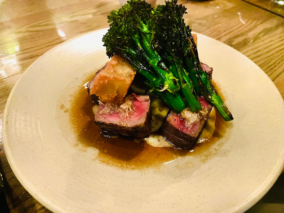 Steak with Fried Polenta and Broccolini