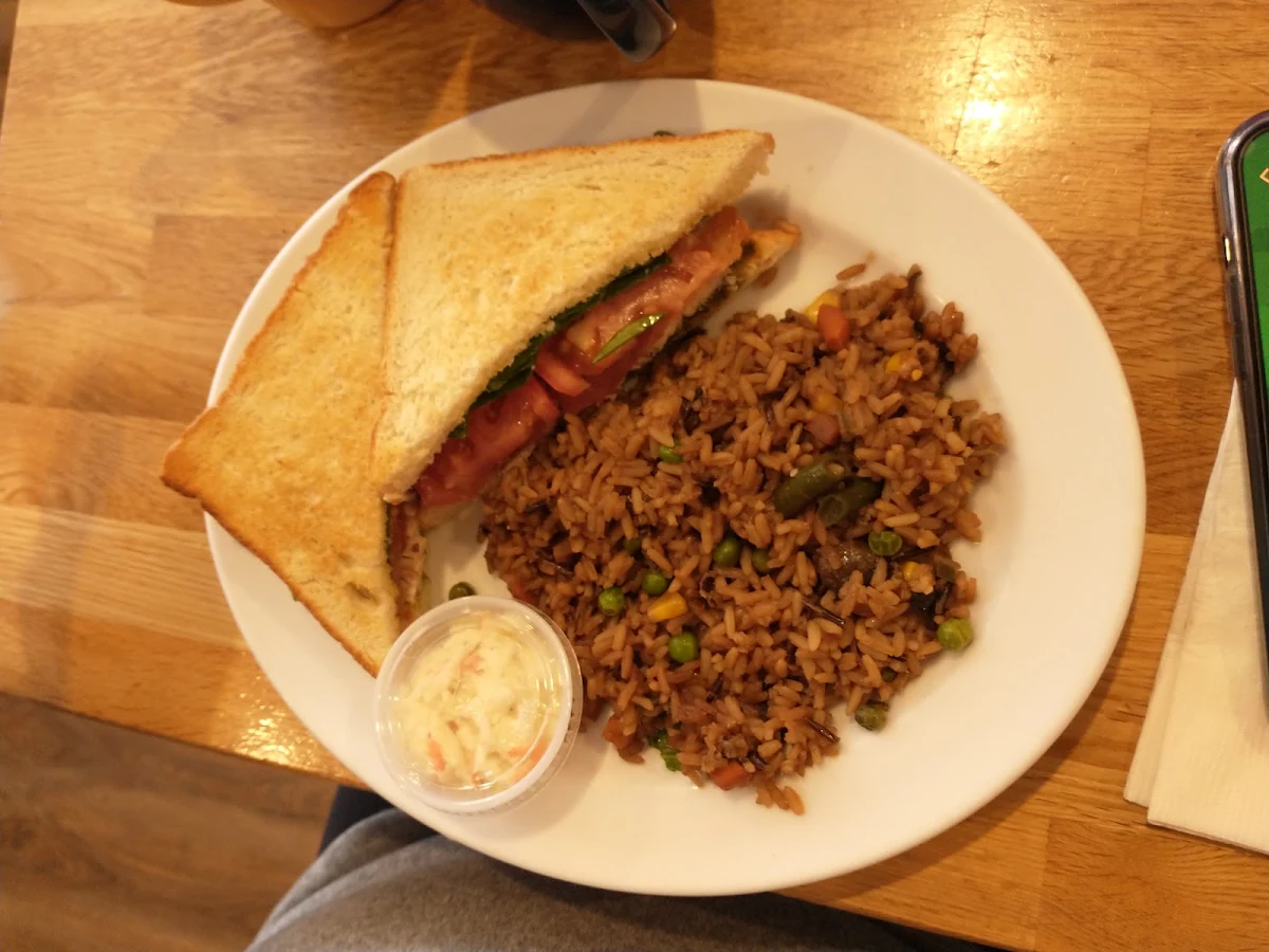 Turkey Provolone Sandwich with Fried Rice