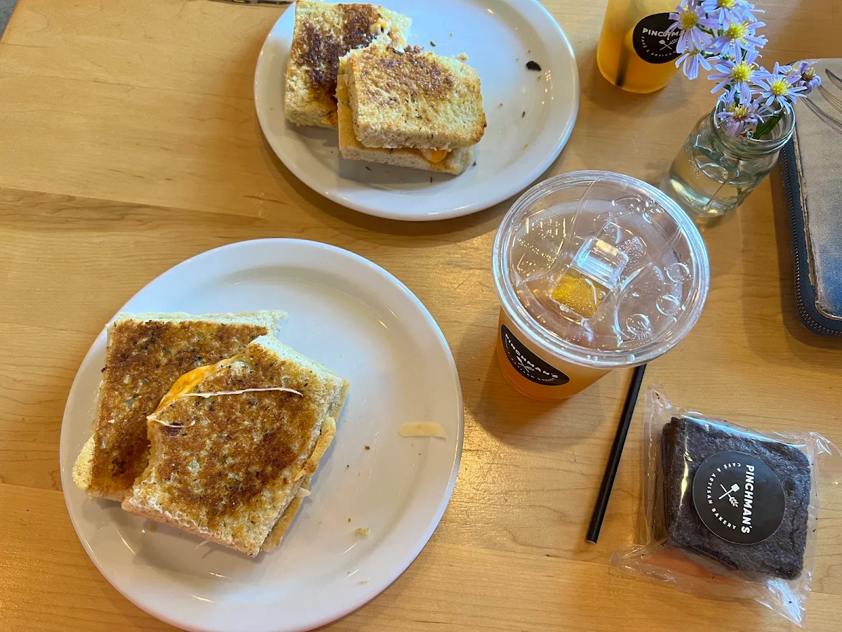 Focaccia Grilled Cheese Sandwich and Blueberry Mint Tea
