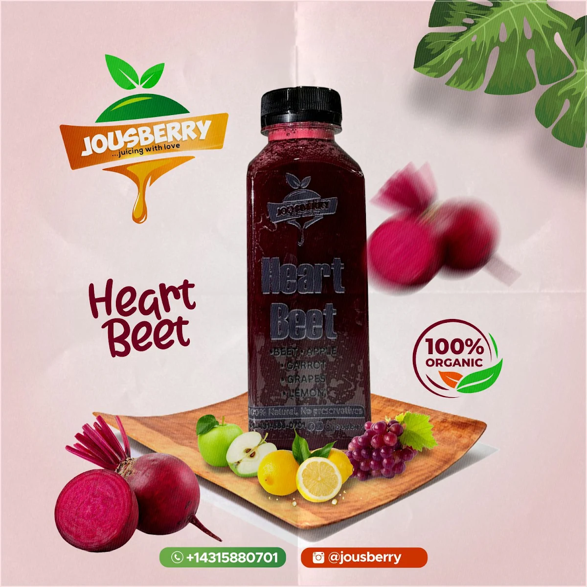 Heart Beet 355ml 12oz Sold Frozen to Preserve Freshness Thaw Before Drinking