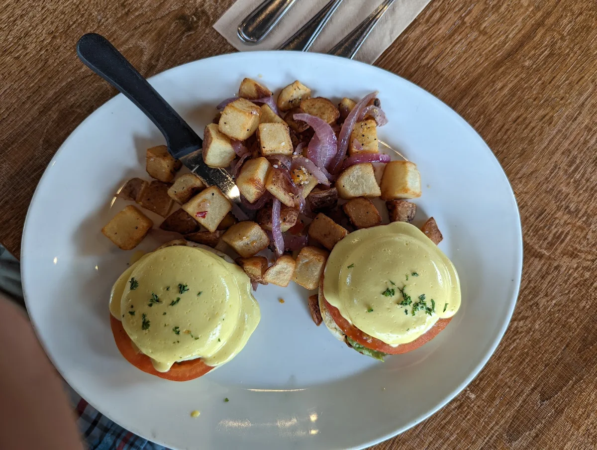 Western Benedict with Black Forest Ham Canadian Cheddar and Sautéed Mushrooms