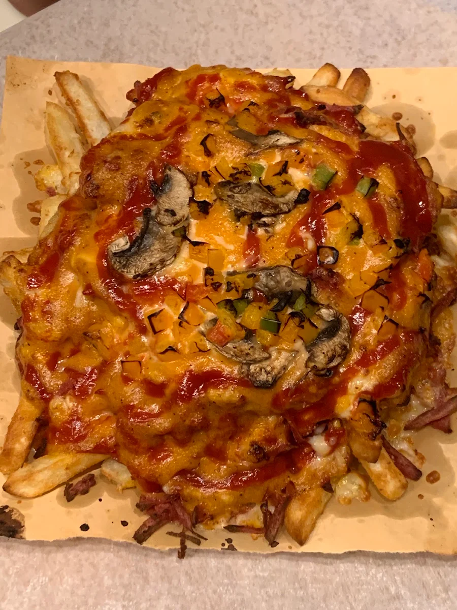 Persian Poutine, Cottage Pizza and Sandwich