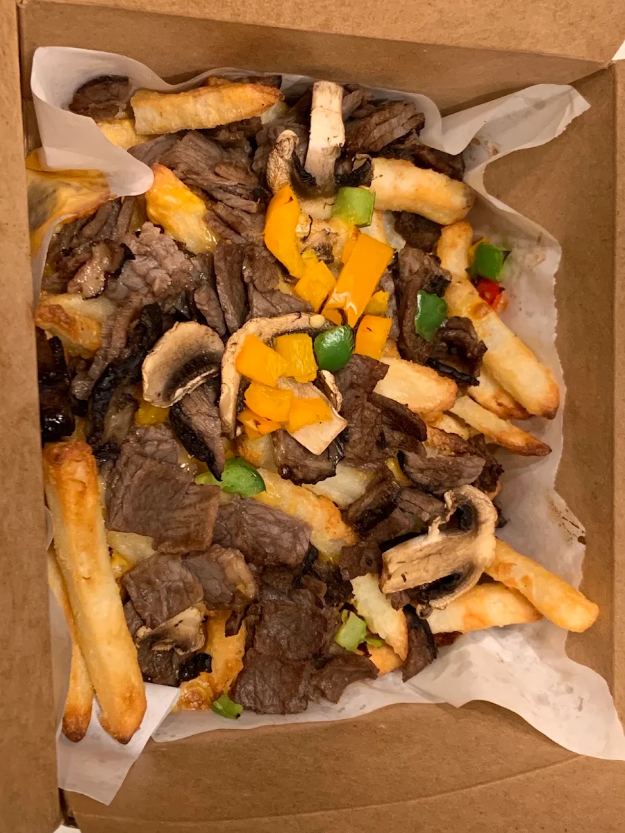 Steak Poutine, Cottage Pizza and Sandwich