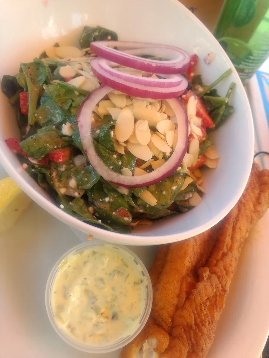 Strawberry Spinach Salad with Pickerel Piece