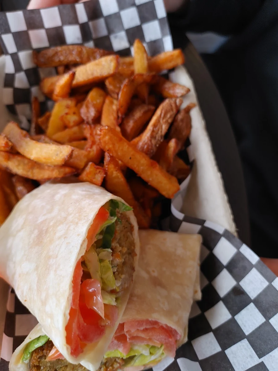 Falafel Wrap and Fries