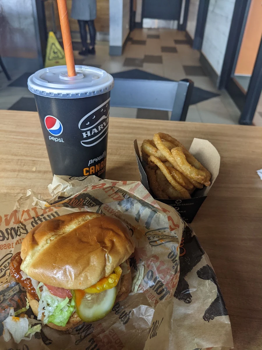Buffalo Chicken Burger with Onion Rings