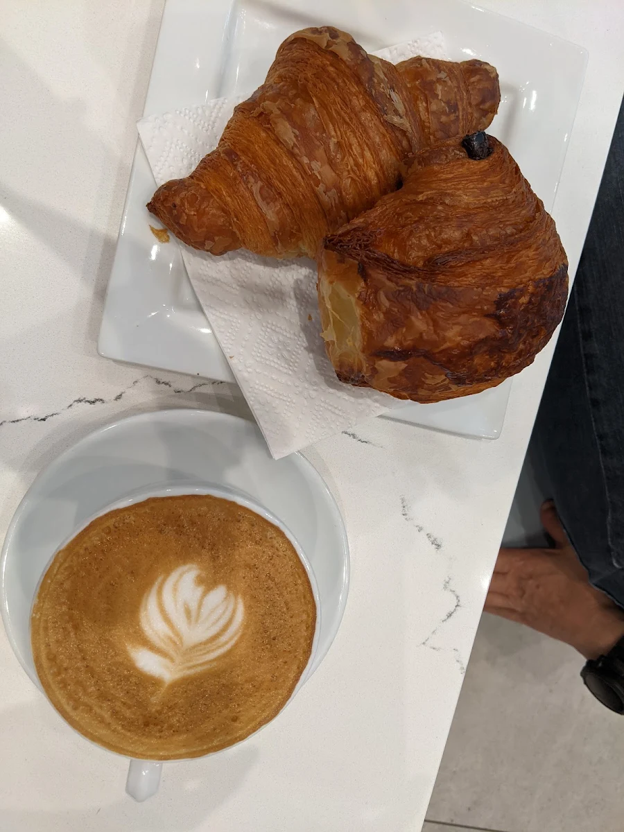 Butter Croissant & Chocolate Croissant with Cappuccino