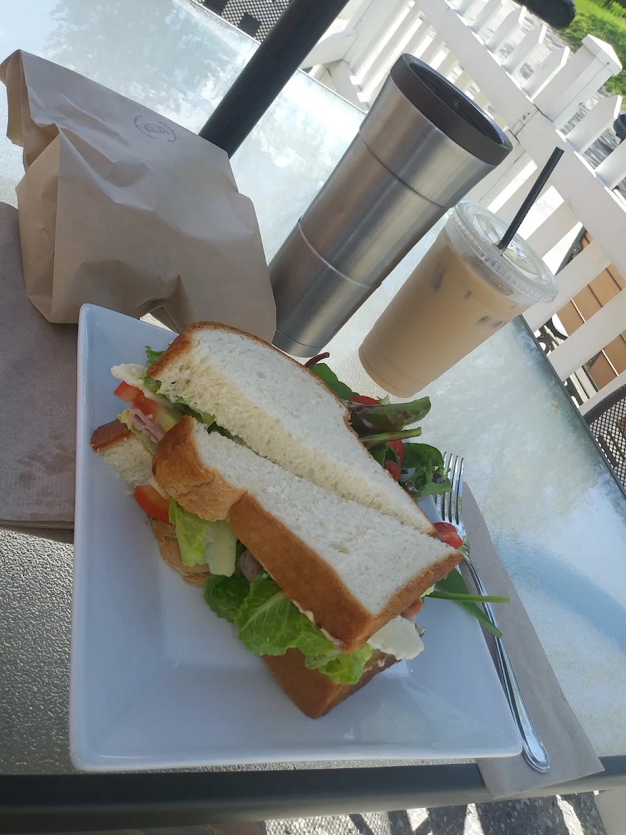 Ham and Cheese Sandwich with Iced Coffee