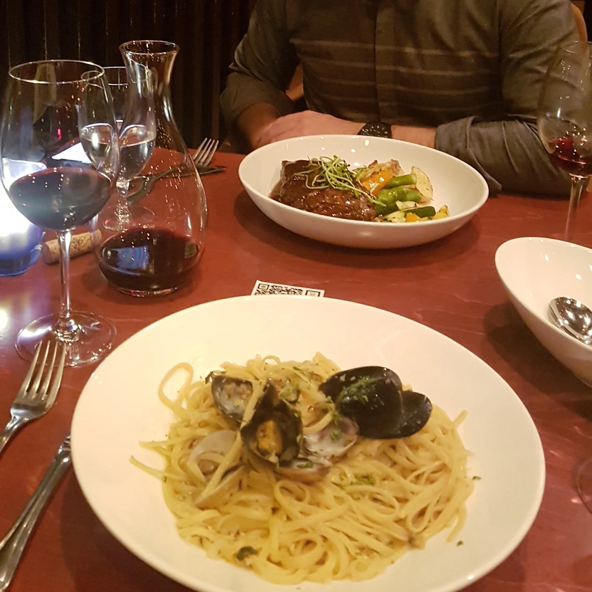 Linguine Pescatore and Prime Rib