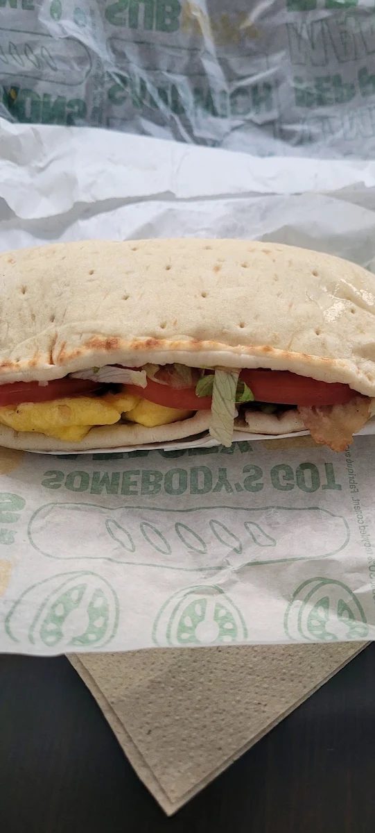 Bacon Egg and Cheese Flatbread Sandwich