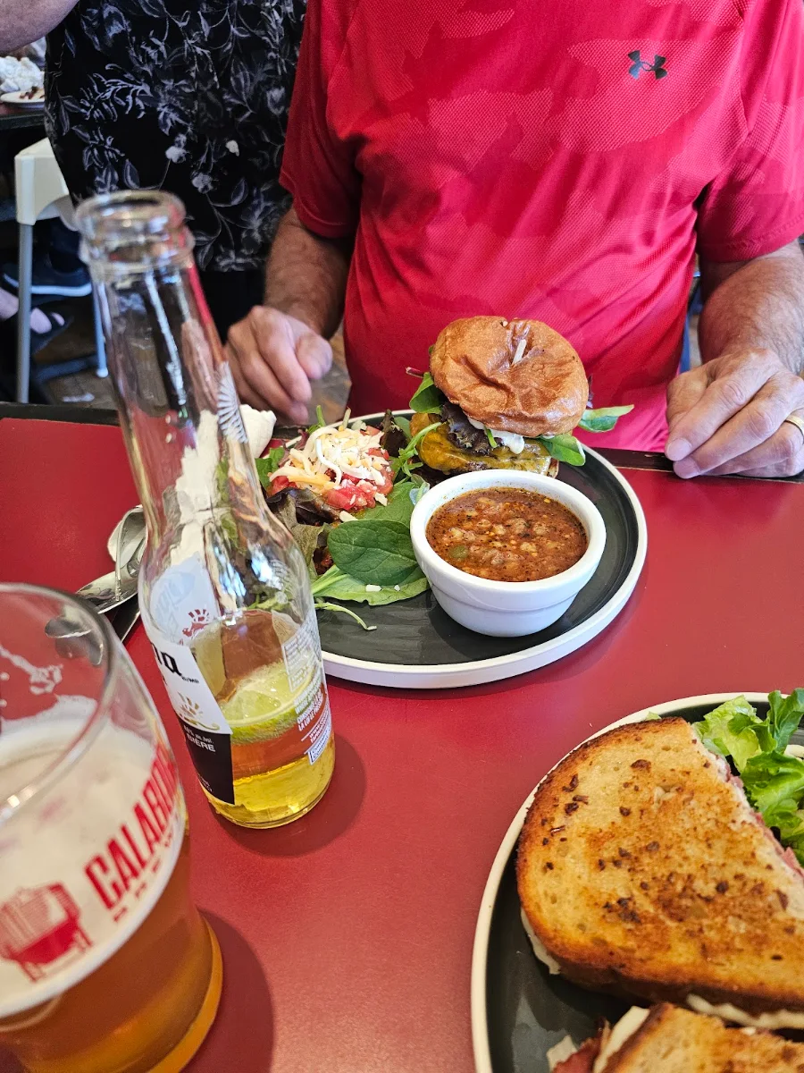Burger with Beef Barley Soup