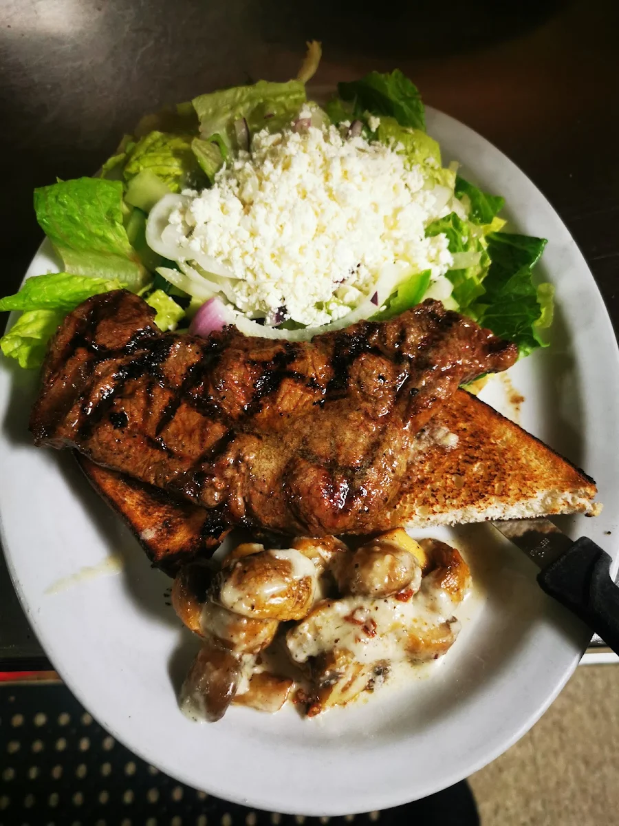 Steak Sandwich with Greek Salad