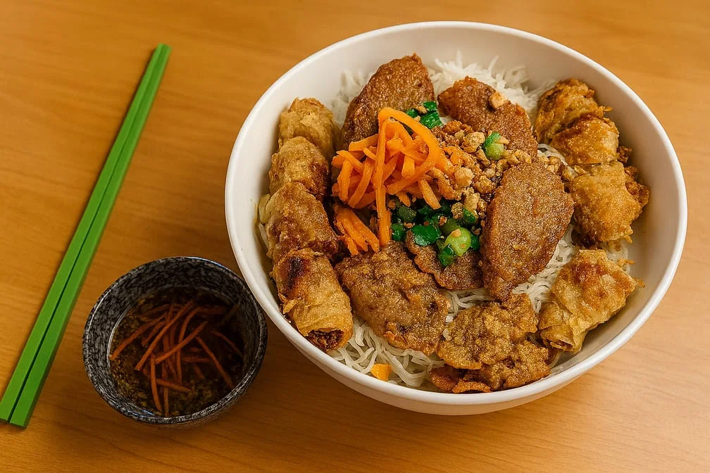 Vermicelli Rice Bowl with Meatballs