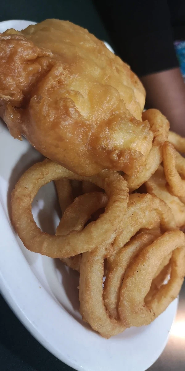 Halibut and Onion Rings