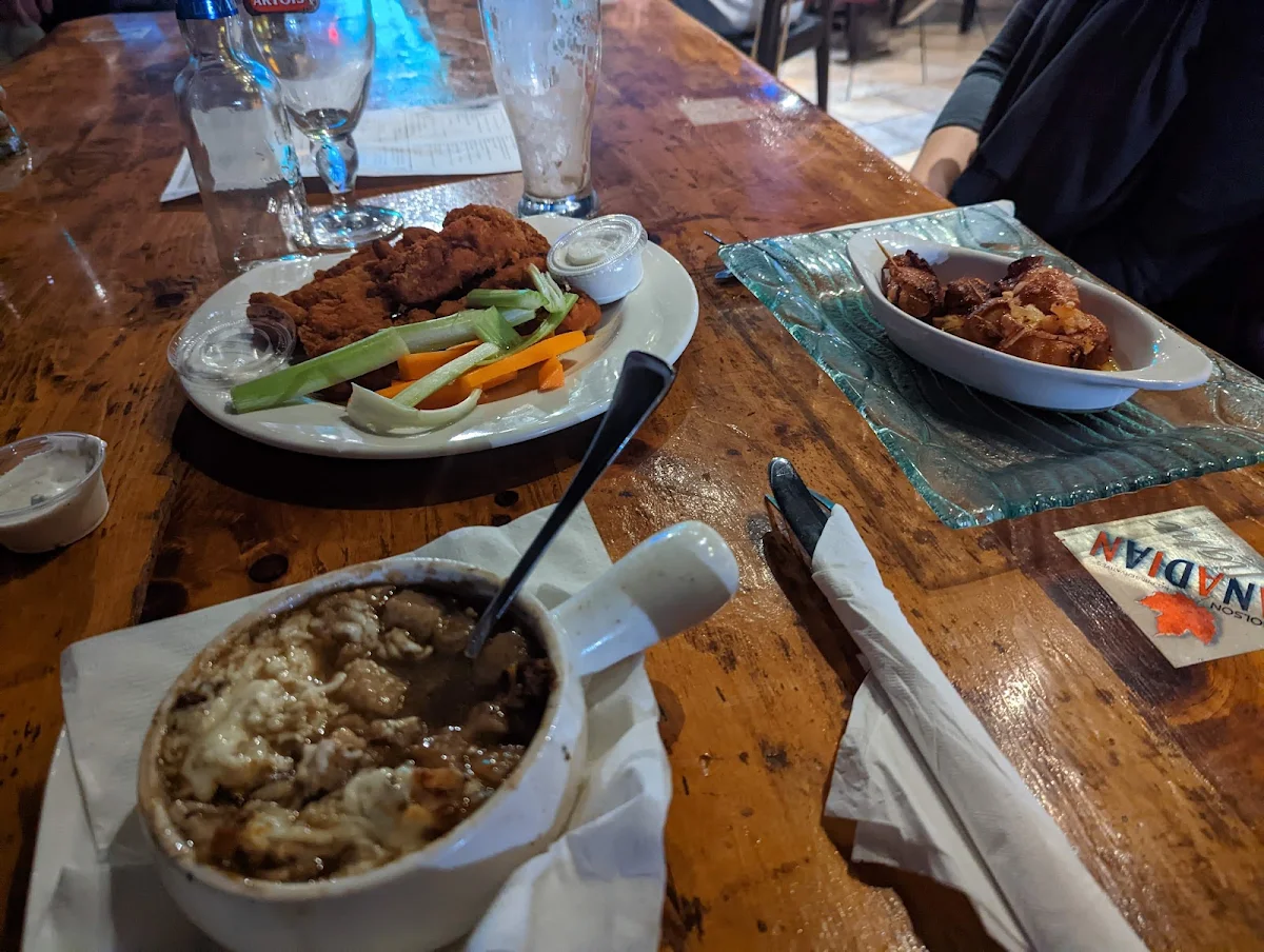 Onion Soup Boneless Chicken Wings Bacon Wrapped Scallops