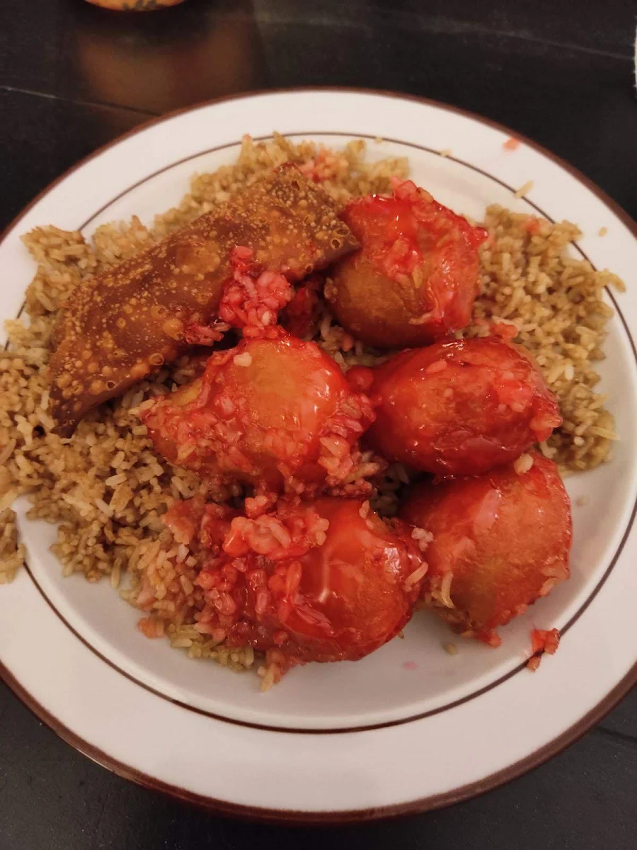 Sweet and Sour Chicken Balls and Rice