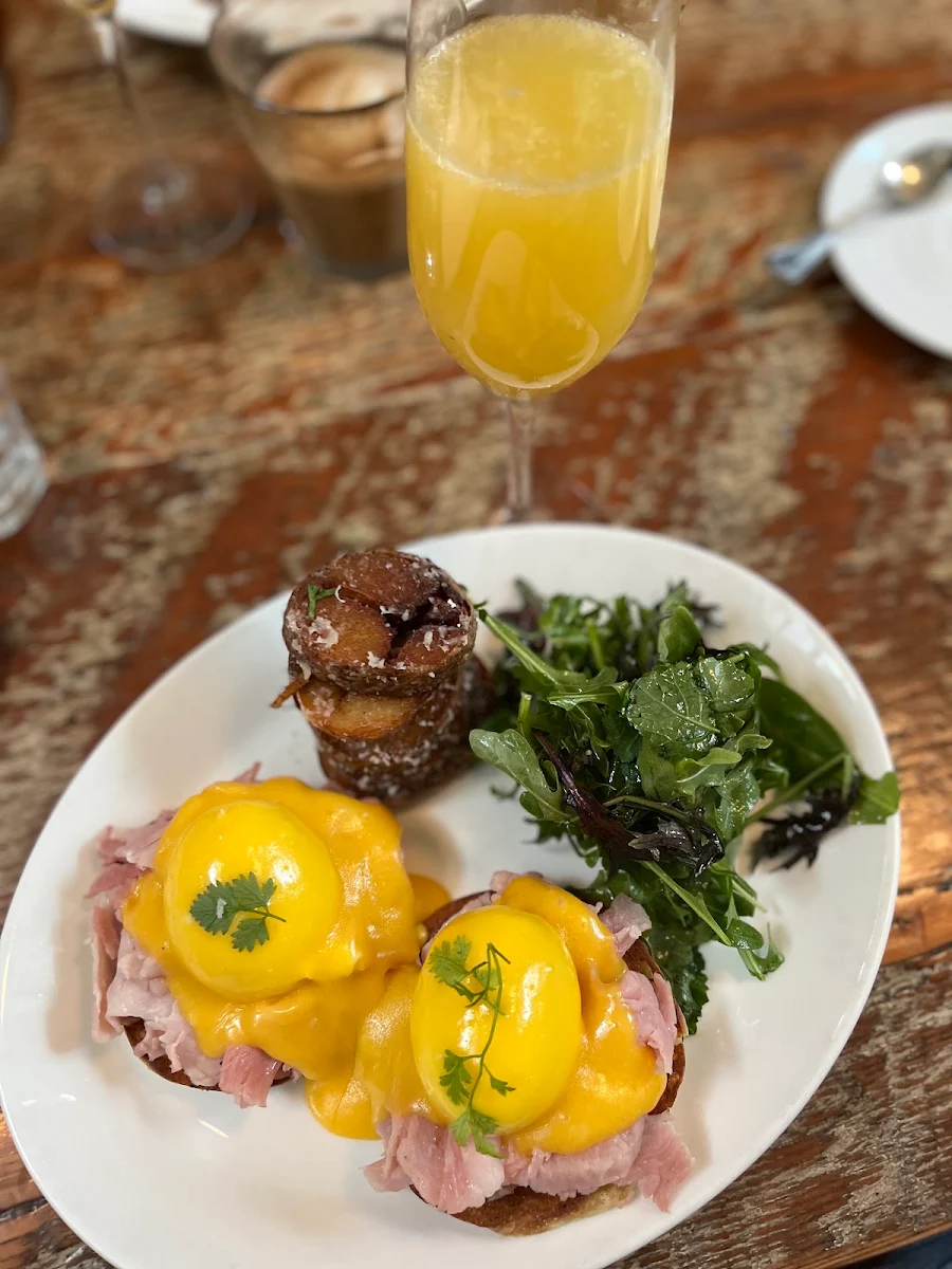 Braised Leeks & Mushrooms Eggs Benedict Pickled Vegetables Potatoes Hollandaise