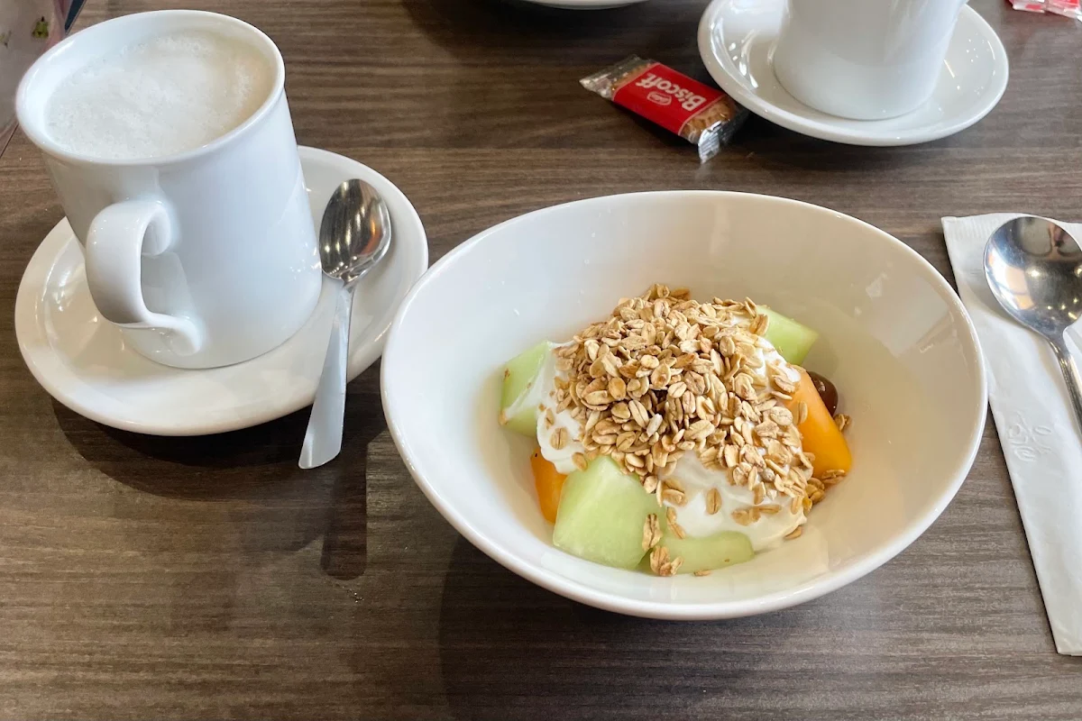Greek Yogurt Parfait and Cappuccino