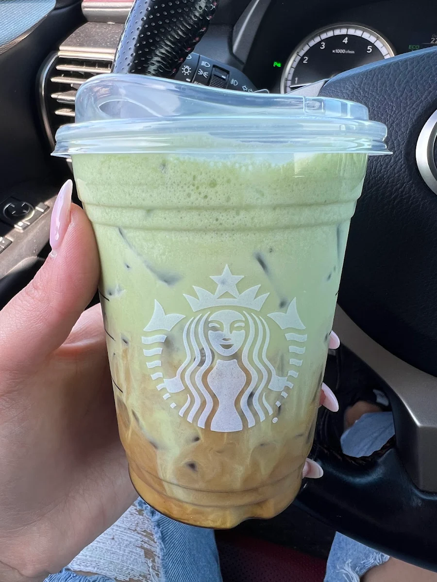 Double Iced Espresso w Xtra Ice in a Grande Cup 2 Pumps Brown Sugar Syrup Xtra Matcha Cold Foam