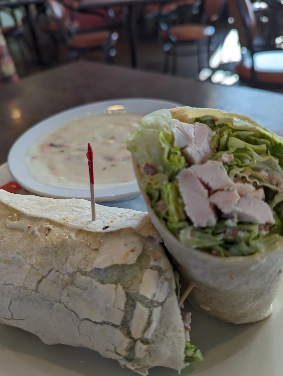 Chicken Caesar Wrap and Potato Bacon Soup