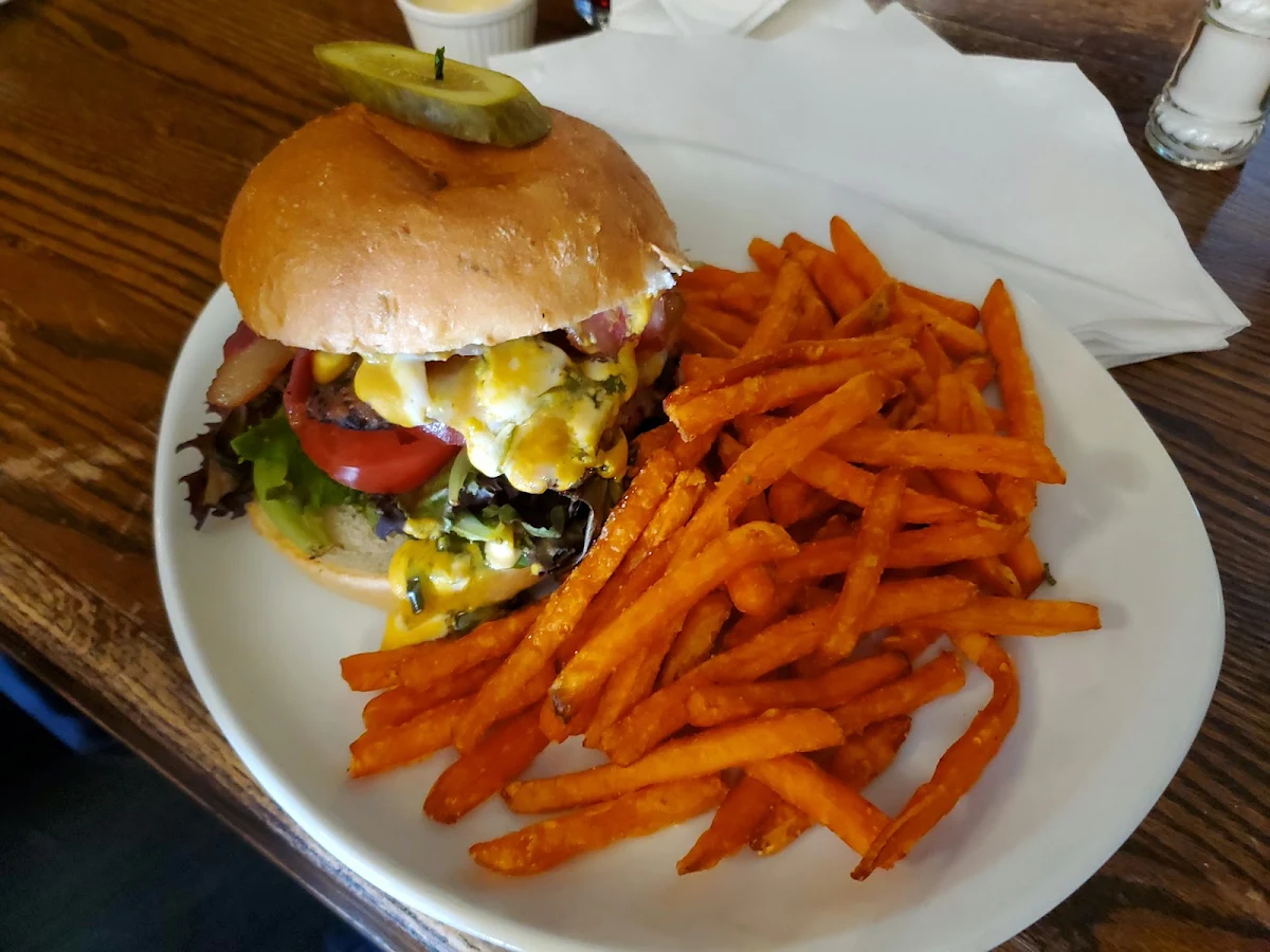 Burger and Sweet Potato Fries