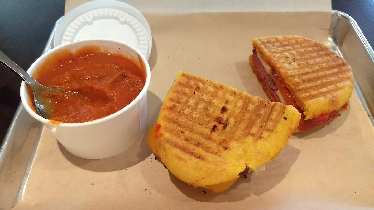 Steak and Smoked Mozzarella with Side Tomato Soup