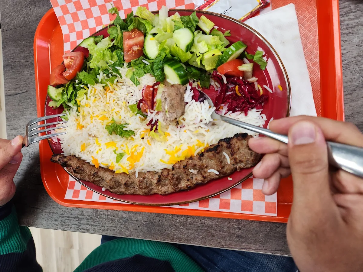 Sultani Kabab on White Rice and Safran
