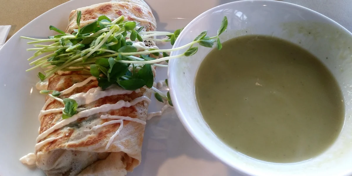 Double Smoked Bacon Pear Crepe with Hot Cucumber Soup