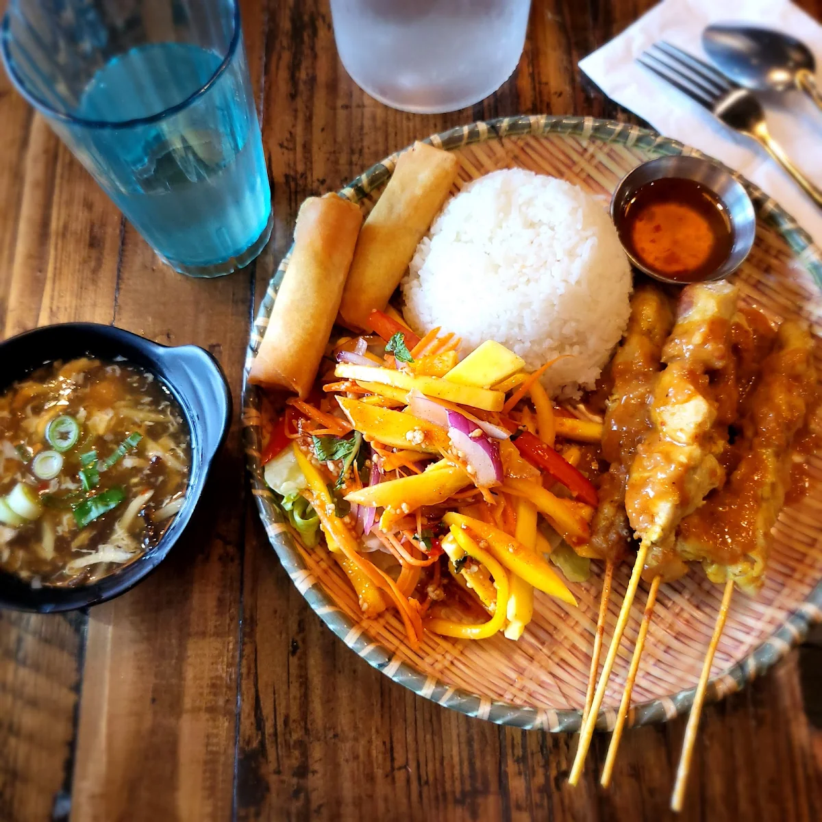 Chicken Satay with Peanut Sauce and Cucumber Salsa