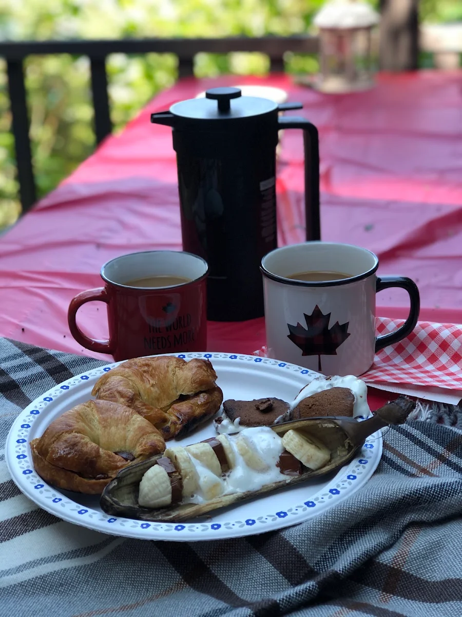 Croissant Sandwich with Nutella and Banana with Milk Chocolate Marshmallows with Cookie