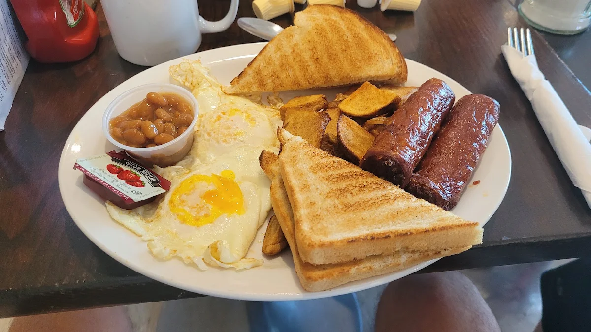 Eggs Sausage Baked Beans Toast & Hashbrowns