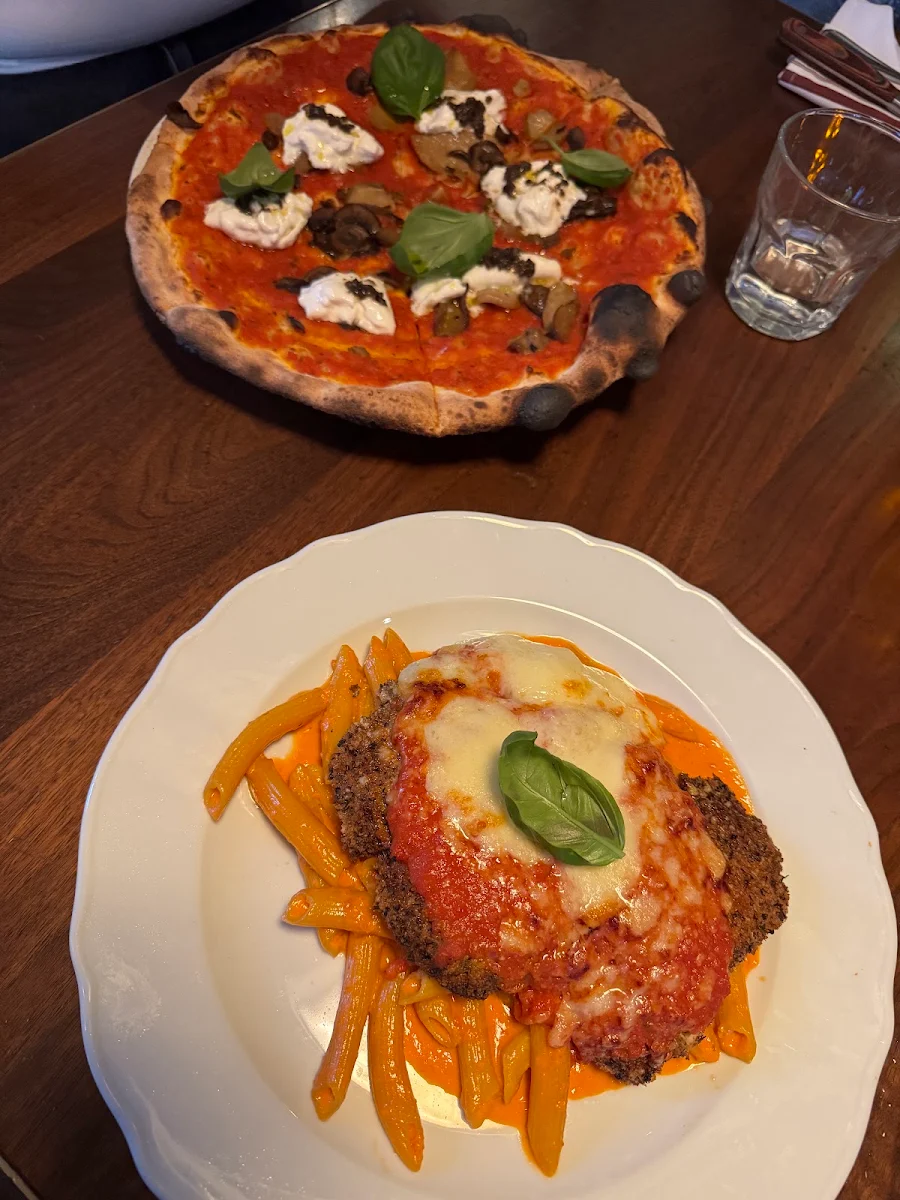 Chicken Parm and Margherita Pizza