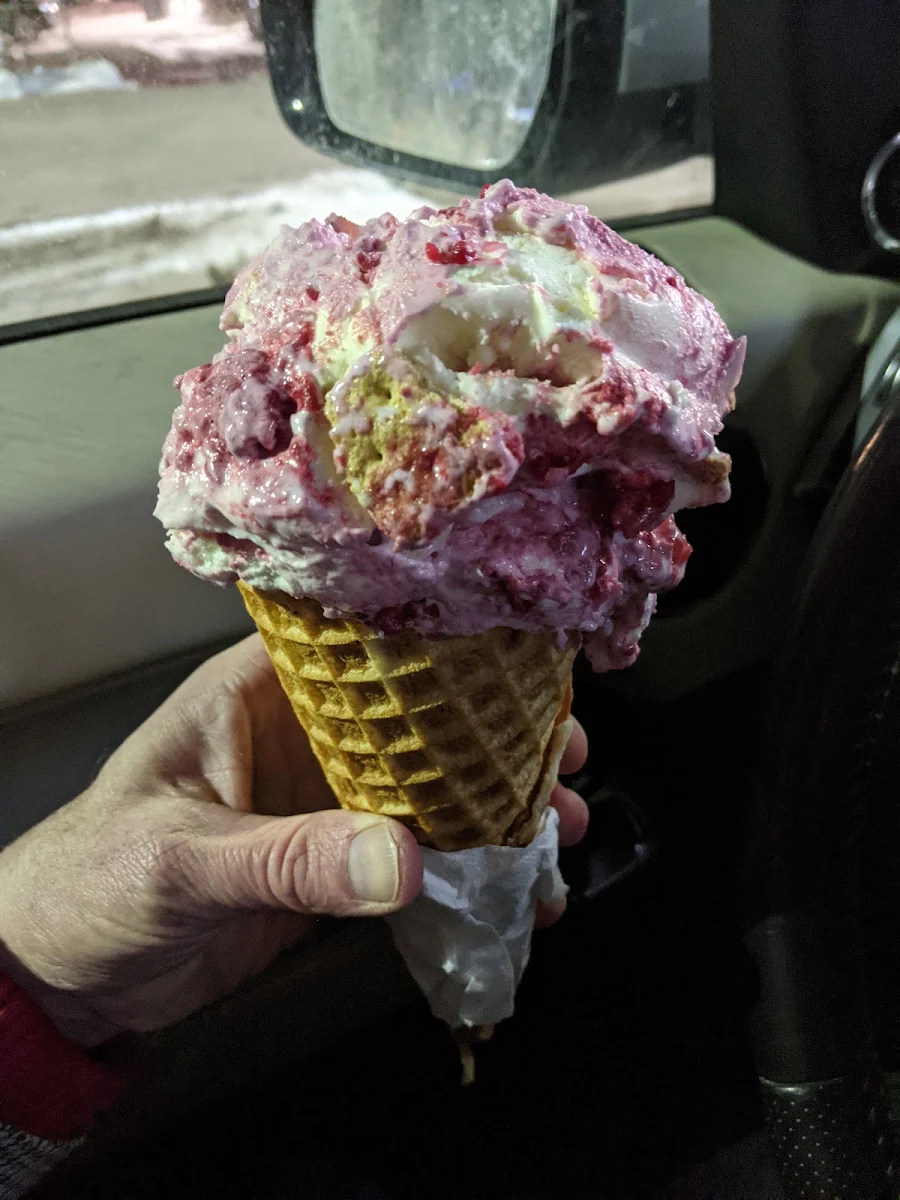 Strawberry Raspberry Birthday Cake in a Waffle Cone