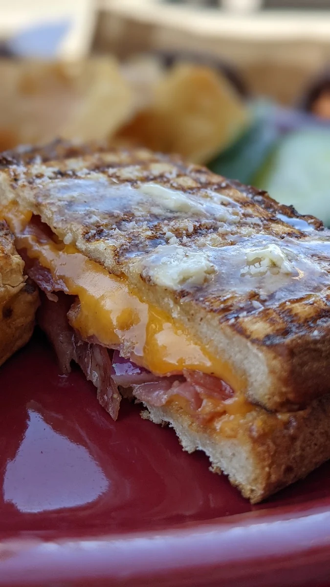 Grilled Cheese with Salami Red Onion and Tomato