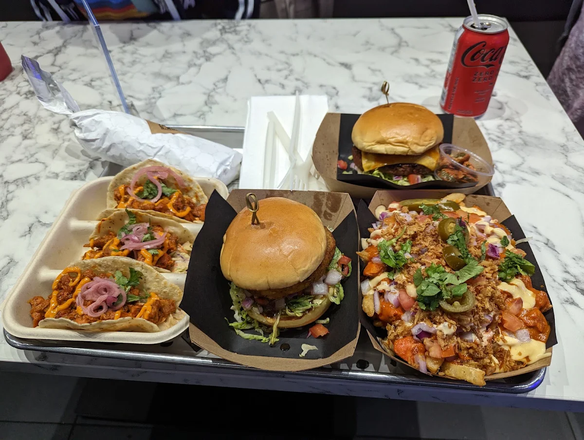 Dosa Burger Loaded Fries with Chicken Butter Chicken Taco