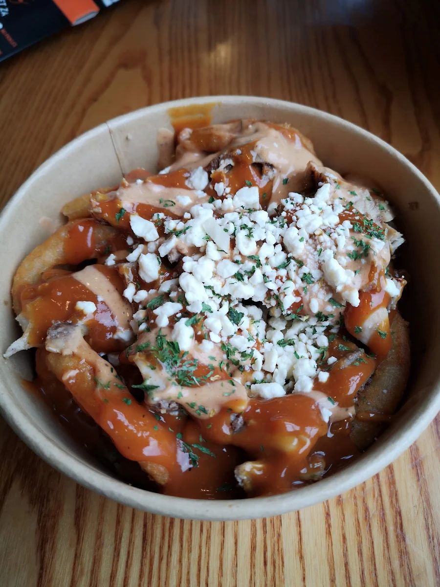 Onion Ring Poutine, Shelby's Legendary Shawarma