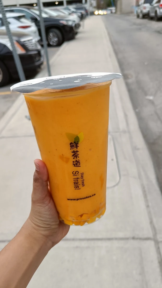 Mango Green Tea with Mango Jelly Boba