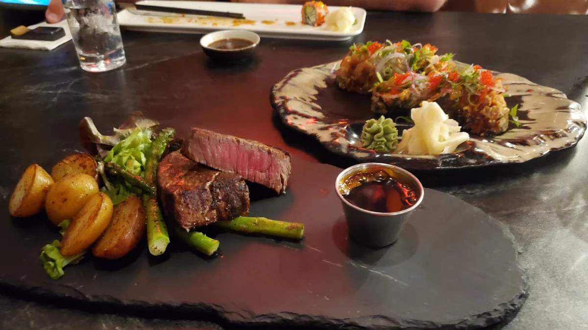 Wagyu Filet Mignon with Deep Fried Sushi Roll