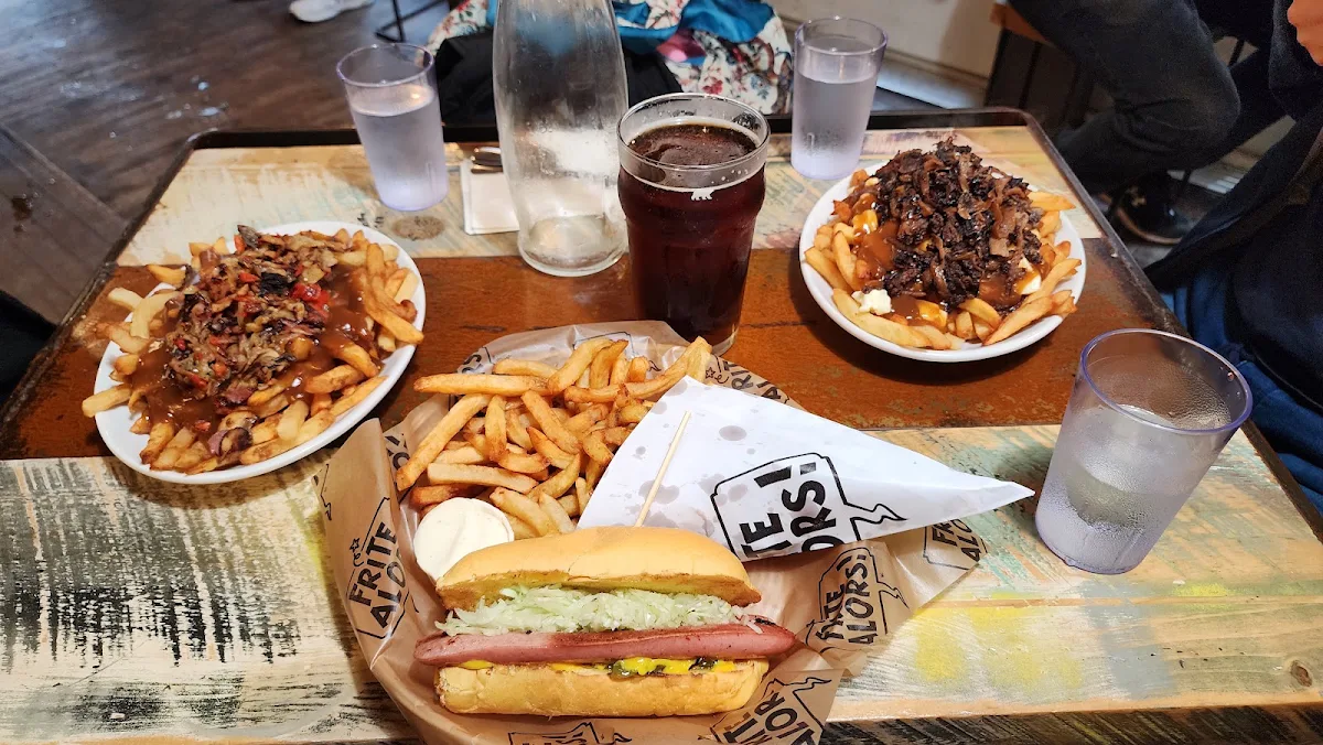 Poutine and Hot Dog and Fries