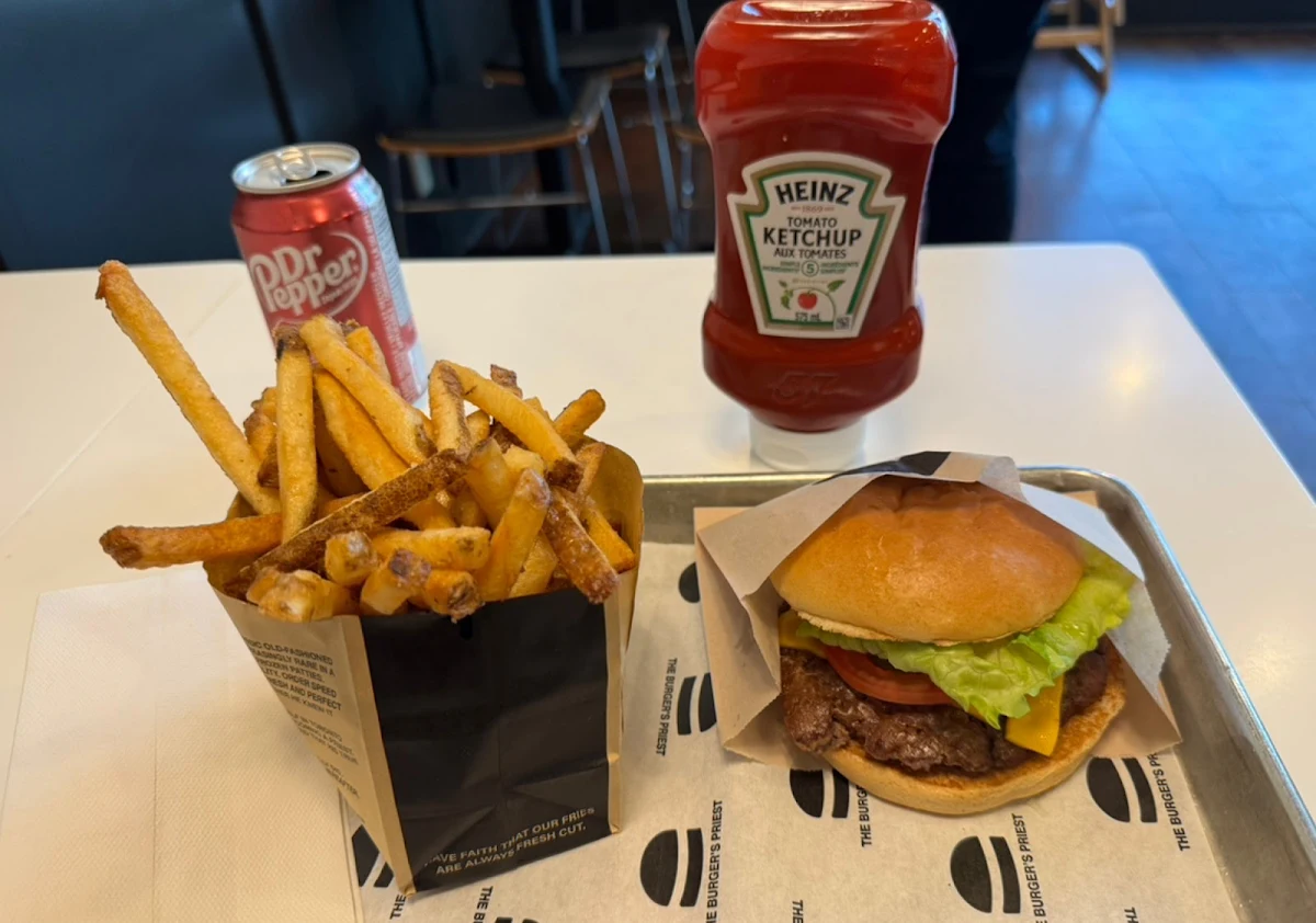Cheese Burger Combo with Fries and a Dr Pepper
