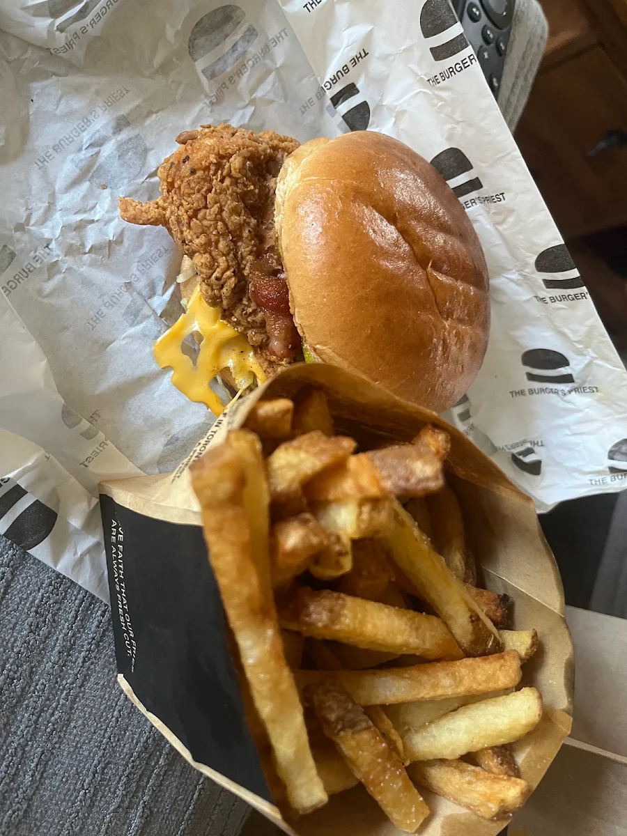 Fries and Chicken Burger