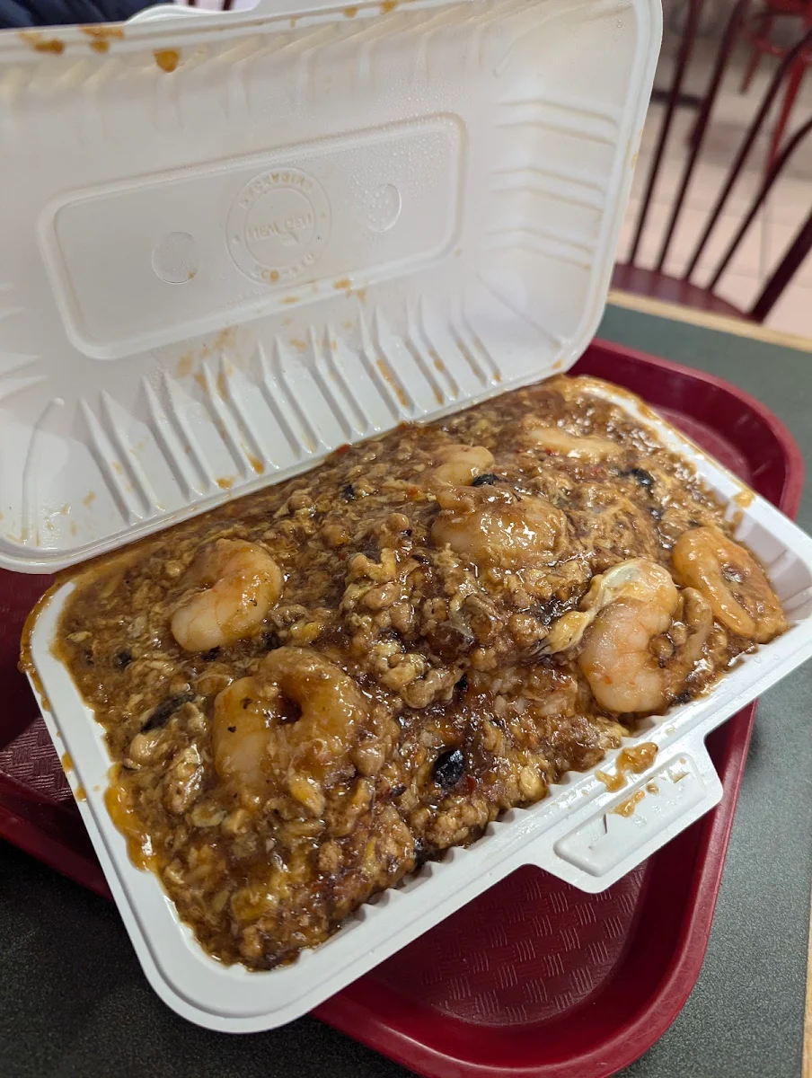 Shrimp with Lobster Sauce and Rice