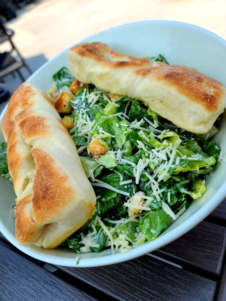 Caesar Salad with Bread Sticks