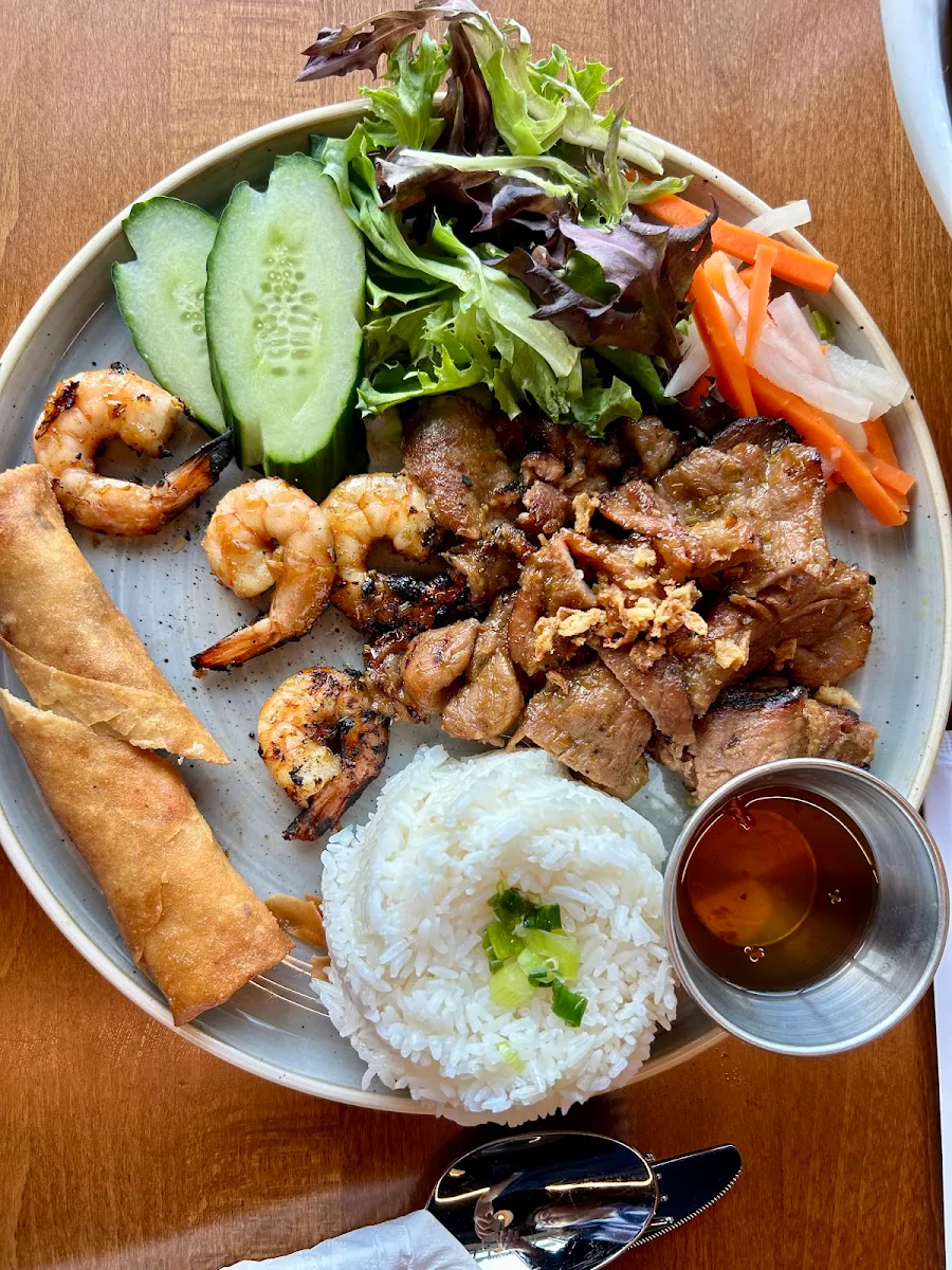 Grilled Pork Prawns & Spring Roll