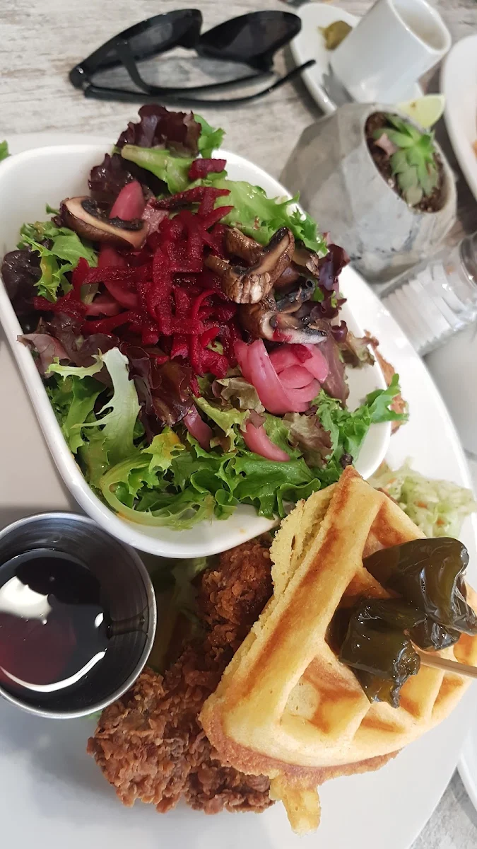 Chicken and Waffles with Candied Jalapeno