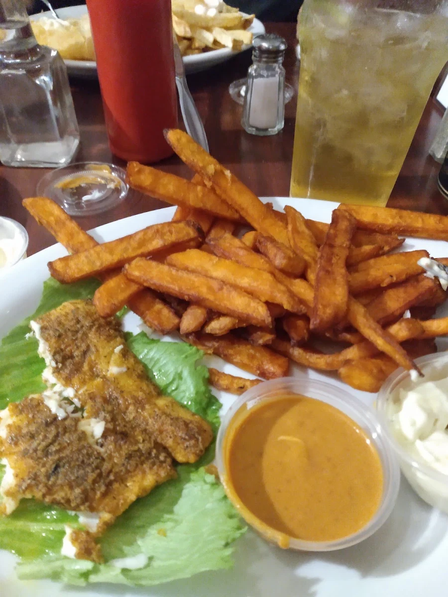 Blackened Halibut with Sweet Potato Fries