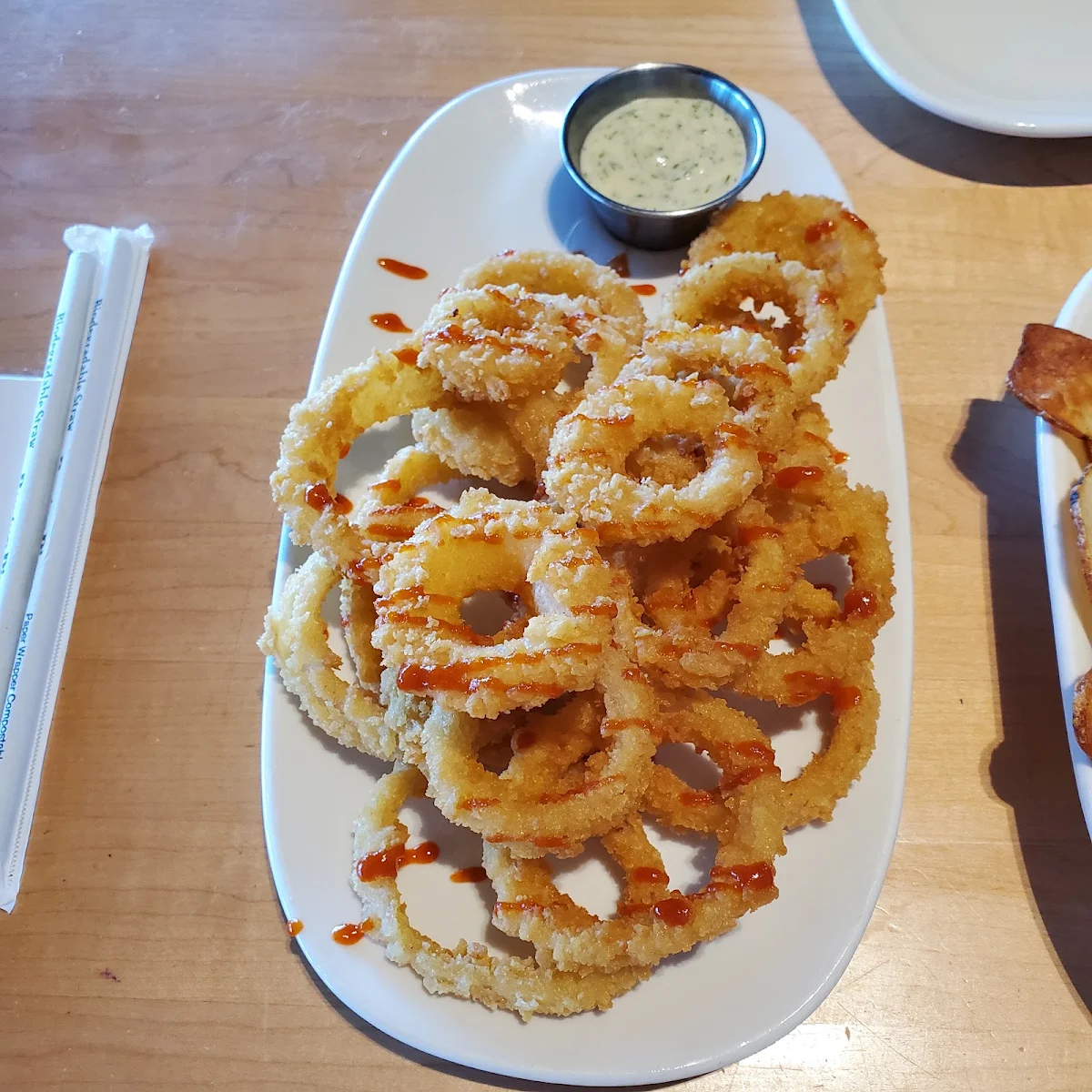 Onion Rings Saracha and Dill Sauce on the Side