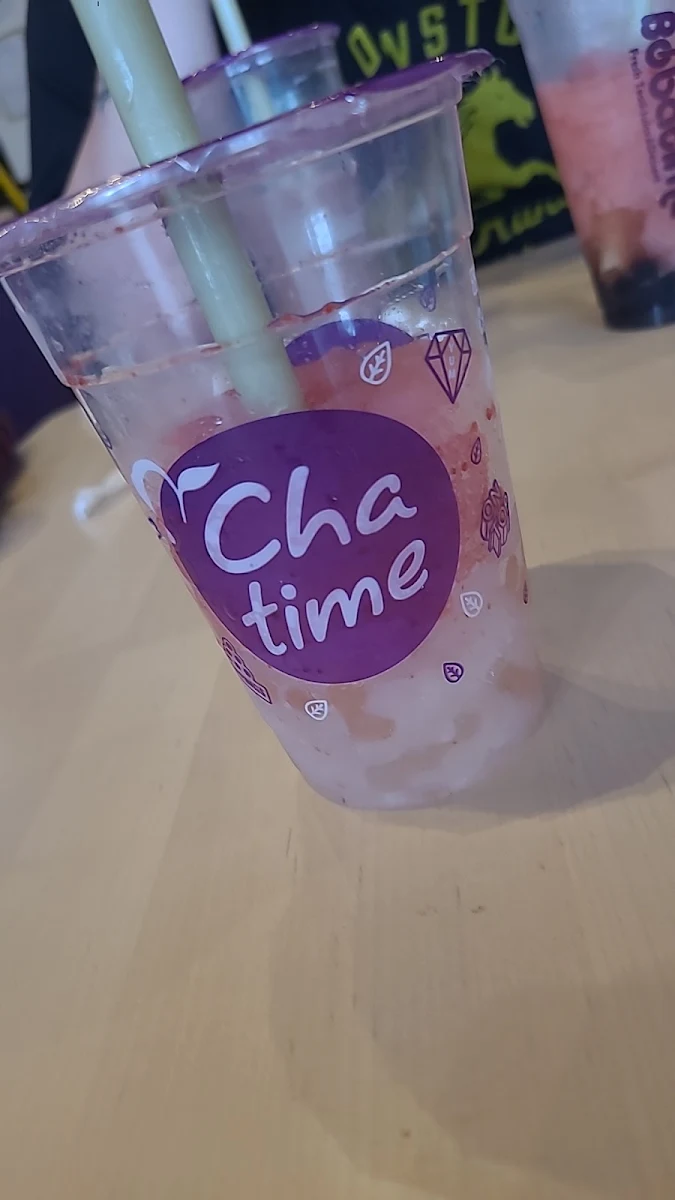 Strawberry Sllush with Popping Lychee Boba and Coconut Jellies