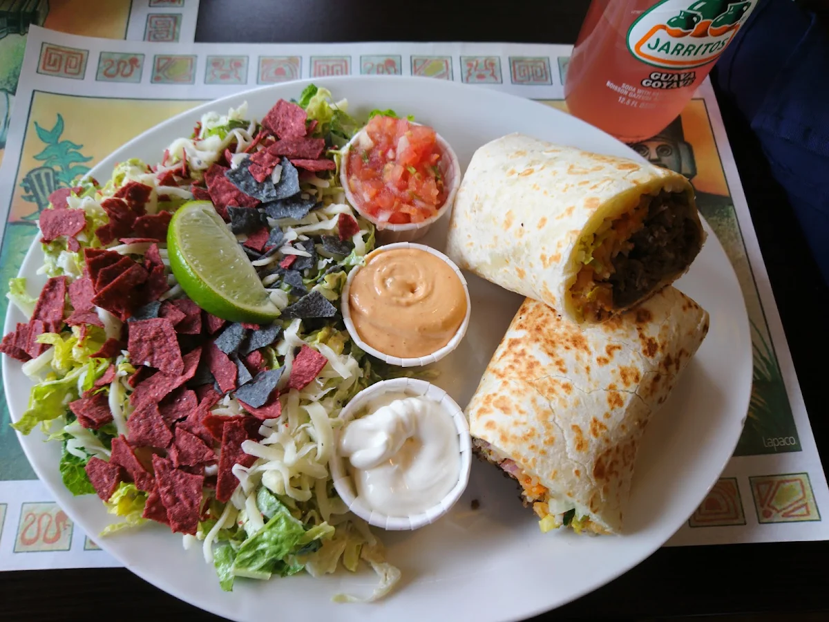 Small Beef Burrito with a Side of Salad
